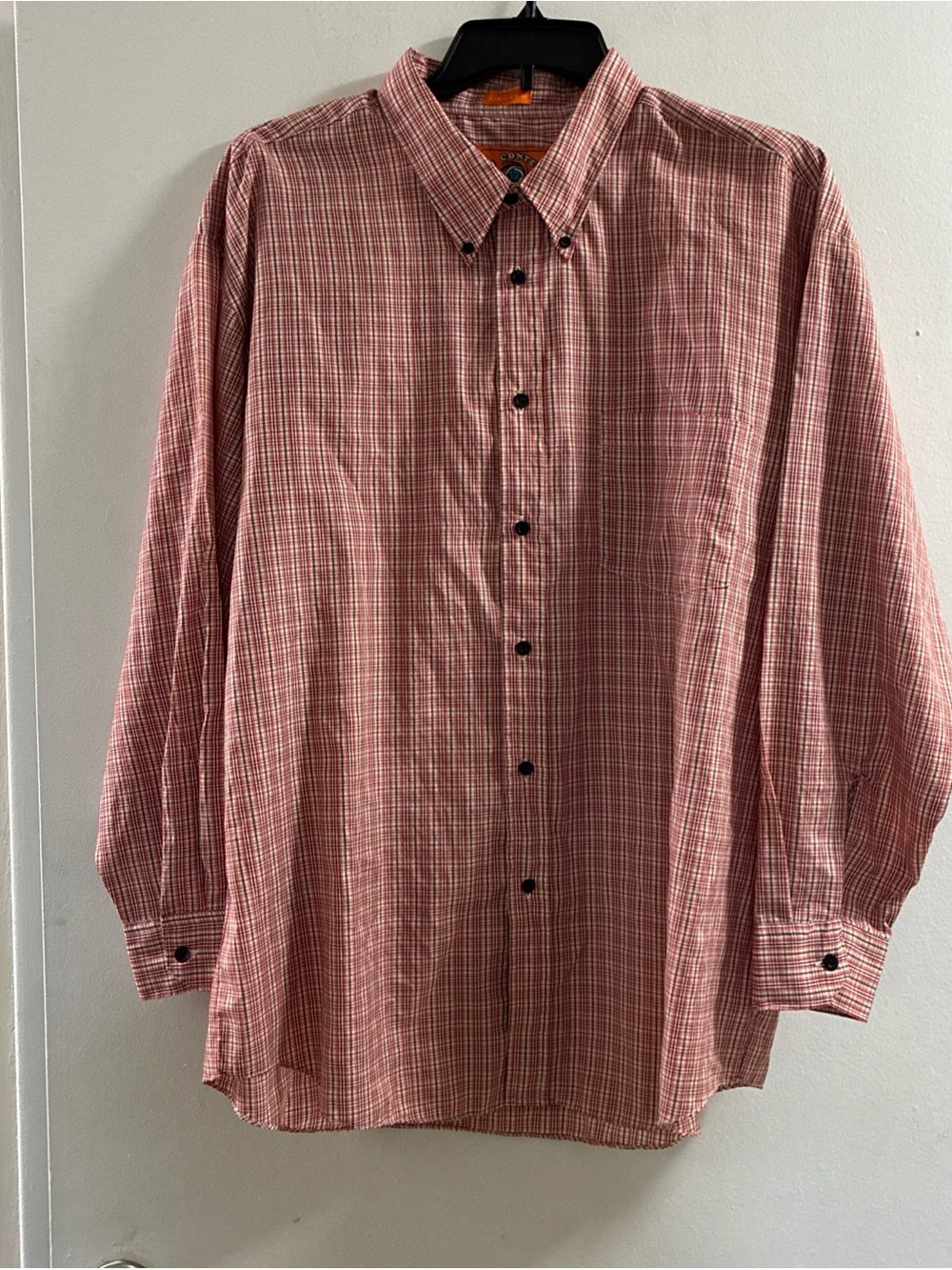 Men's Casual Long-Sleeve Button-Down Shirt in Red Plaid